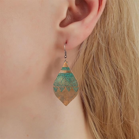 FASHION JEWELRY TURQUOISE and COPPER LONG EARRING COLLECTION - Picture 9 of 16